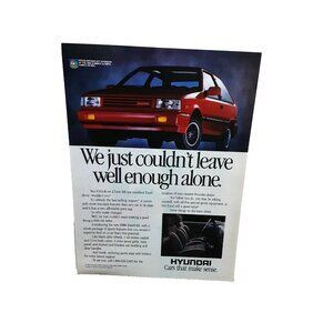 1988 Hyundai Excel GS Vintage Print Ad Red Hatchback Car Ad